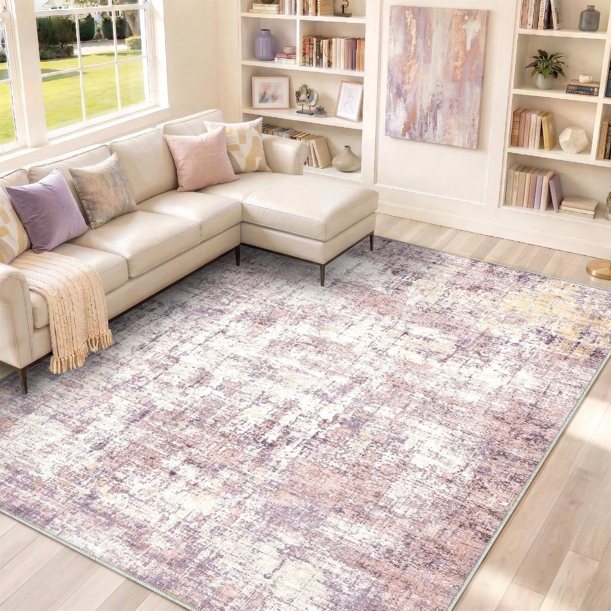 8x10 Area Rugs Living Room: Bedroom Vintage Washable Carpet Beige