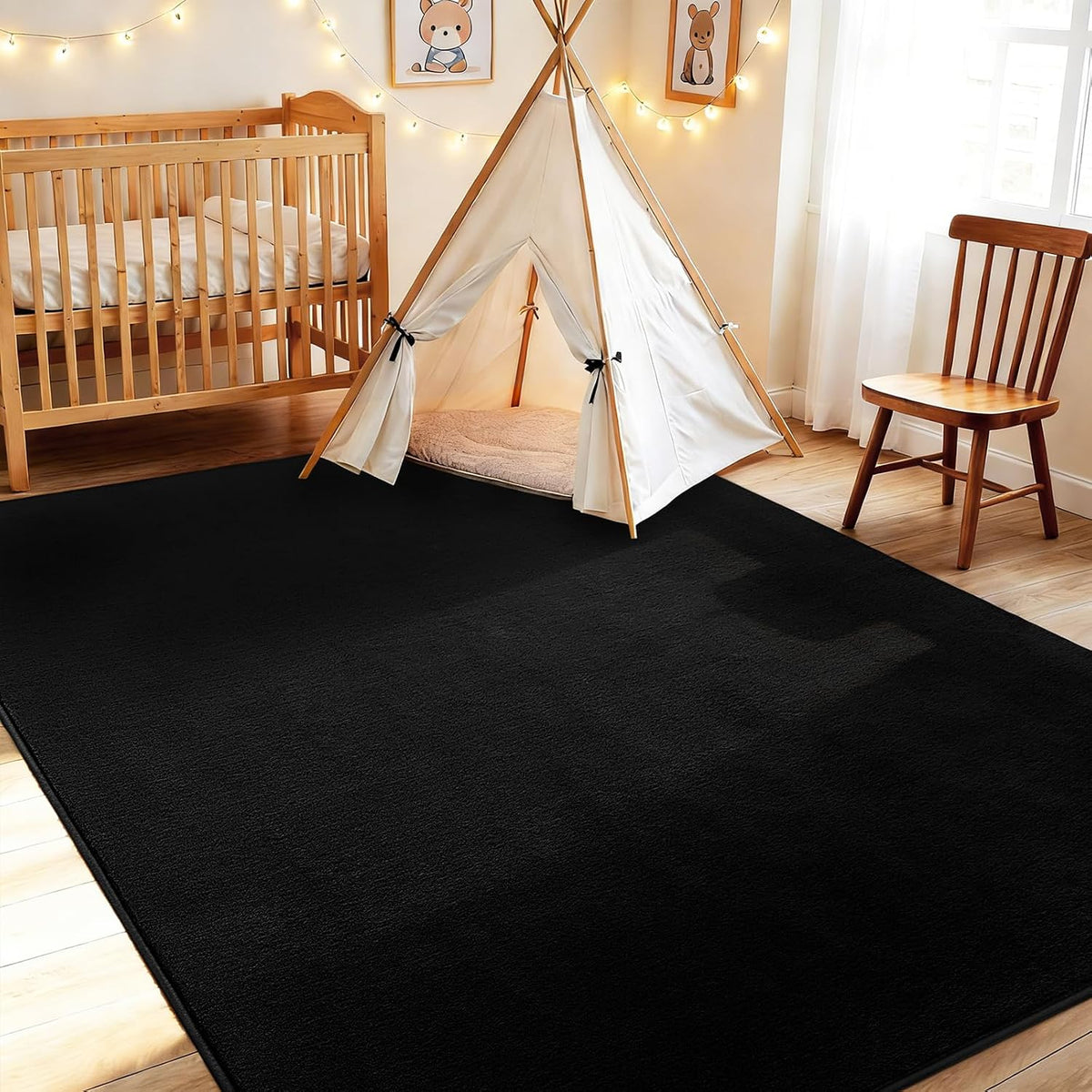 Vasofe Black Area Rugs for Living Room Bedroom, 4x6 Modern Memory Foam Rug