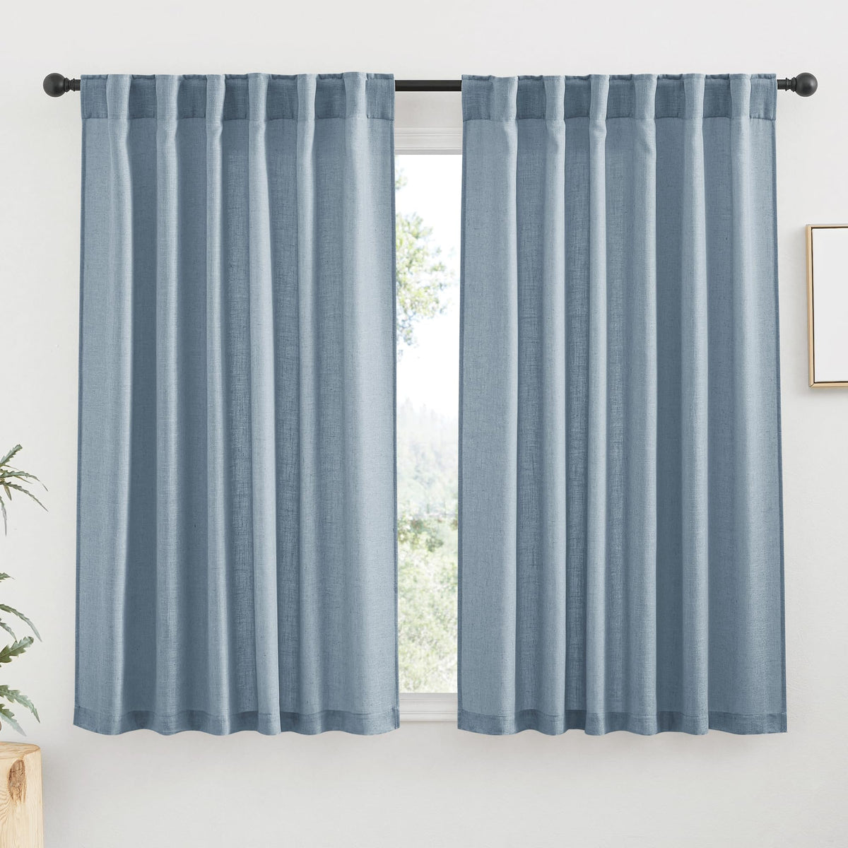 RYB HOME White Sheer Curtains for Living Room Patio Glass Door, W52 x L95