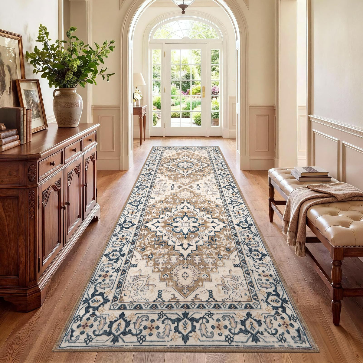 Lofus 5x7 Area Rugs for Living Room Bedroom, Soft Boho Carpet Floral Brown