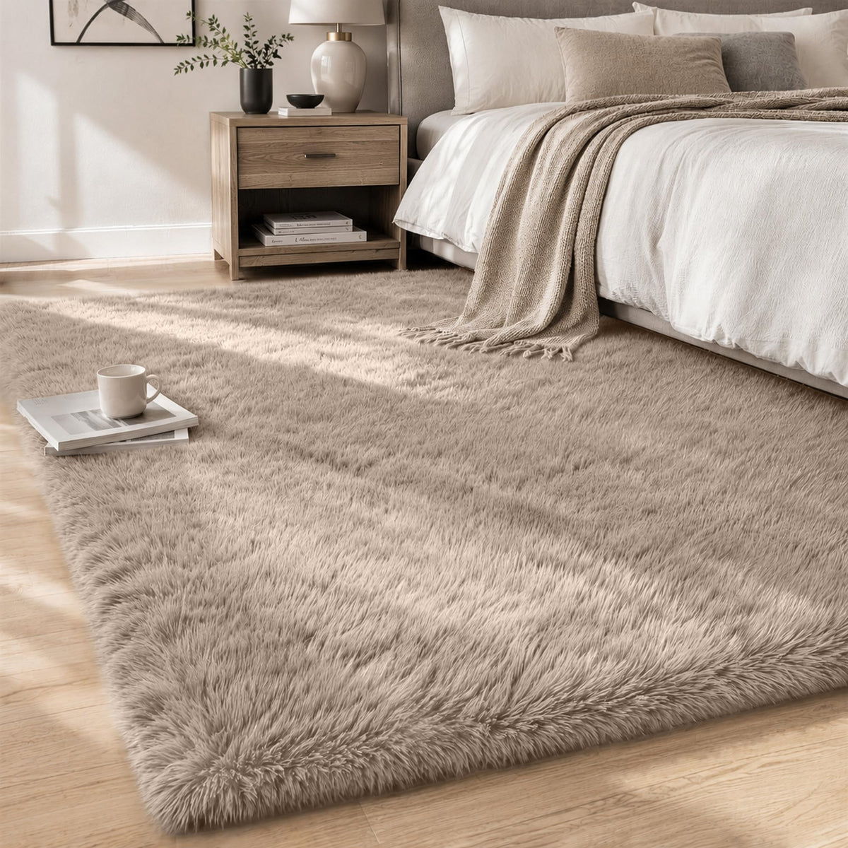 6x9 Area Rugs for Living Room Bedroom,Ultra Soft Fluffy Shag Rug Grey