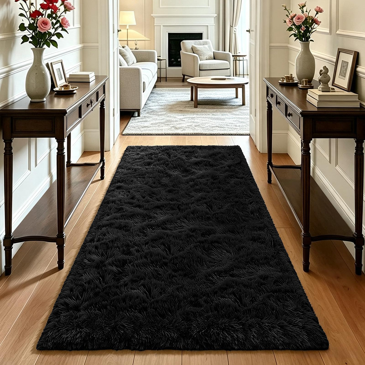 Beige 8x10 Area Rugs for Living Room, Fluffy Shag Rug Large Bedroom Carpet