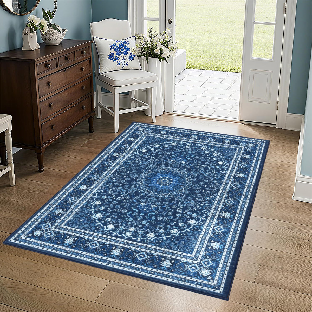 Lessymo 8 x 10 Area Rugs for Living Room, Machine Washable Rug Grey White
