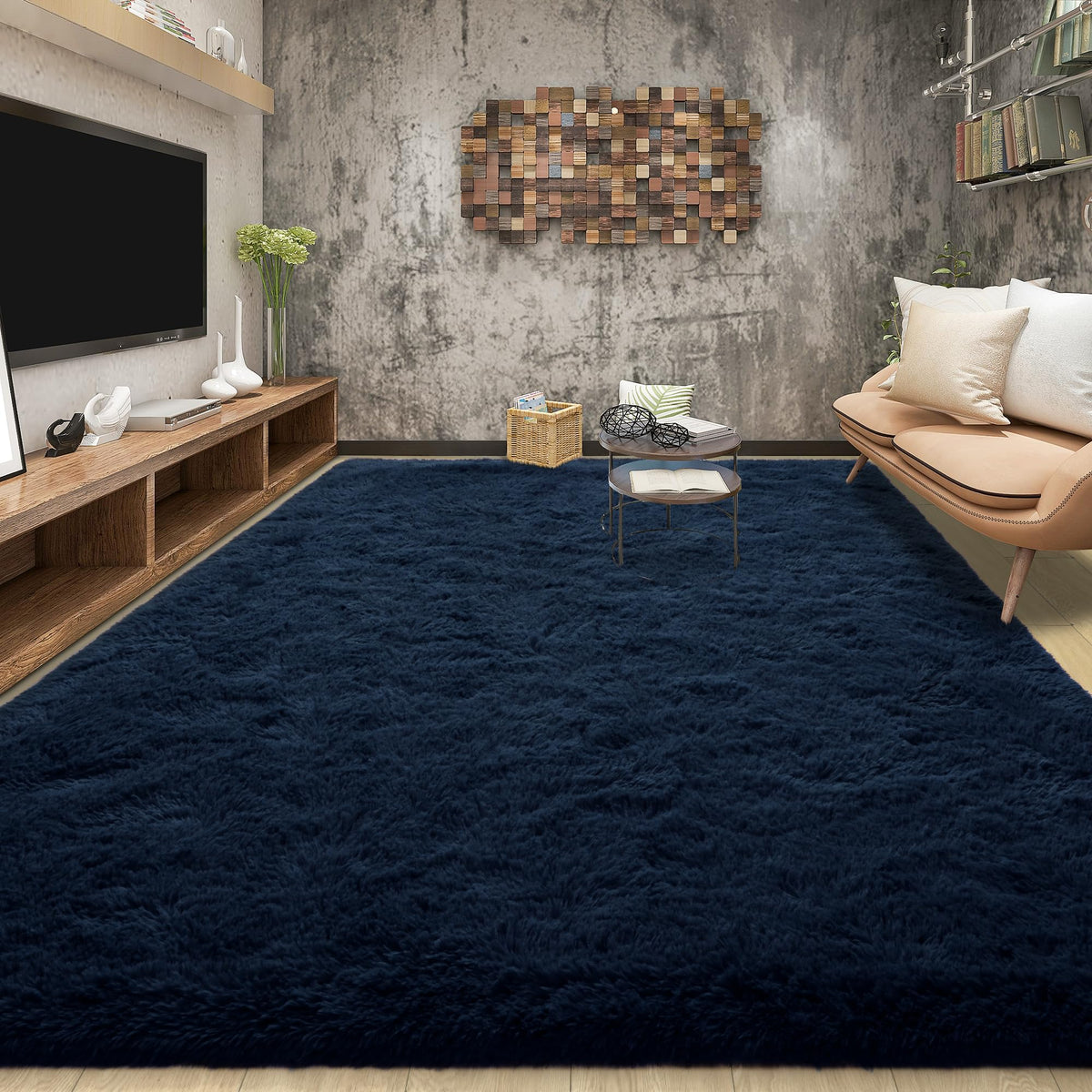 Tepook 4x6 Soft Fluffy Rug for Bedroom Fuzzy Black Rugs for Living Room
