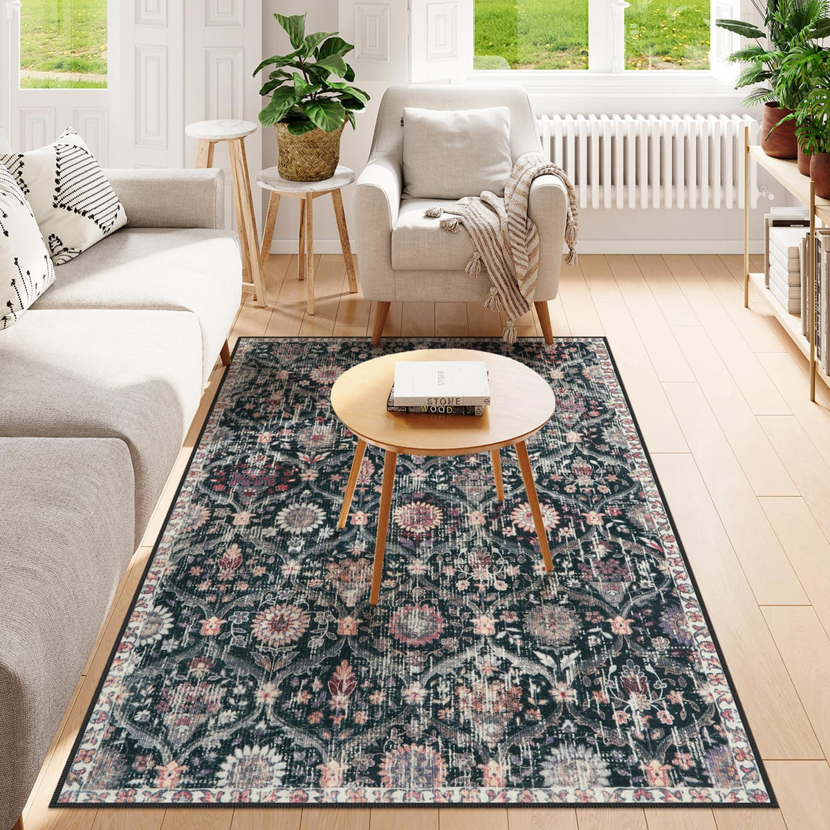 Lahome Moroccan Washable Small Area Rug, 3x5 Rug for Bedroom Living Room