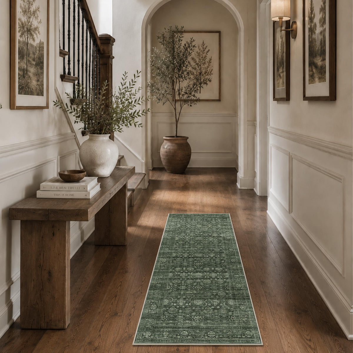 JOOJA 8x10 Beige Vintage Soft Low Pile Boho Neutral Washable Area Rug