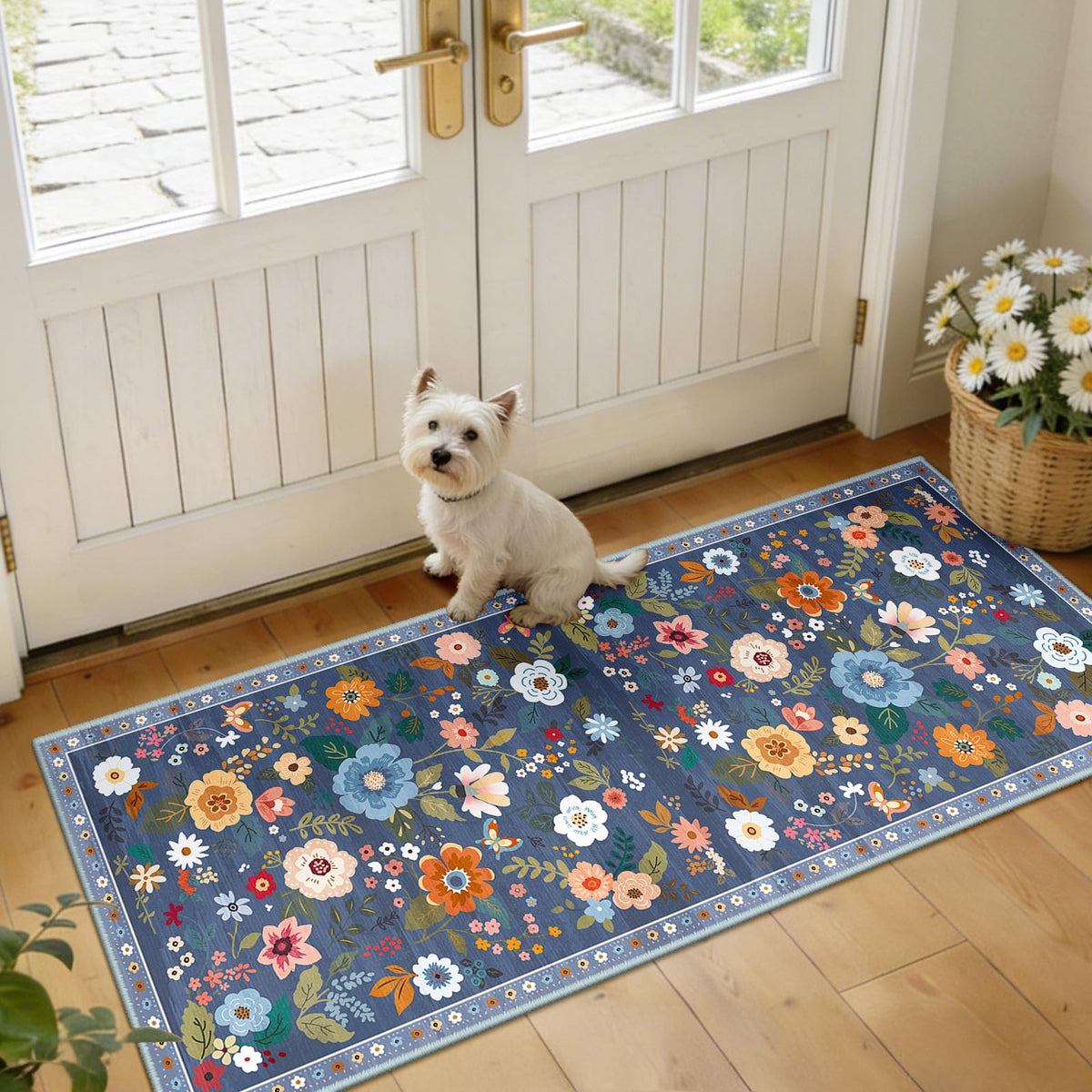 RELEANY Floral Washable 5x7 Area Rugs Pink