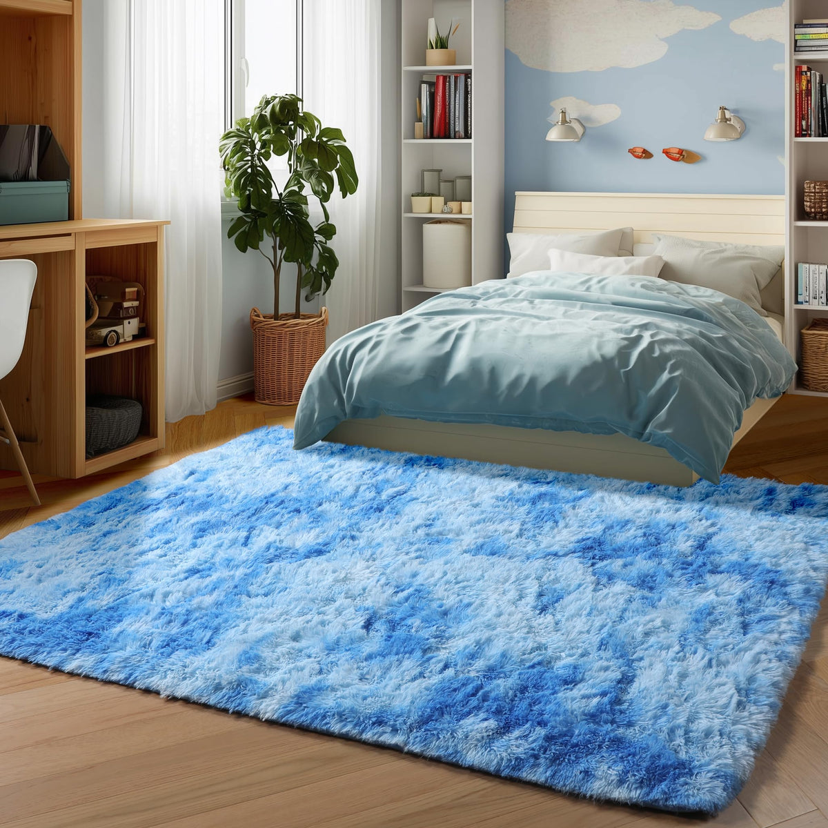 Runner Rugs for Bedroom Living Room, 2x6 Tie-Dyed Beige Hallway Area Rug