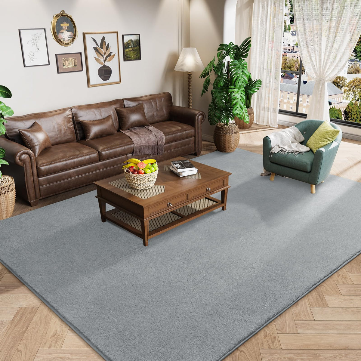 Amearea Modern Area Rugs for Bedroom Living Room, 4x6 Black Memory Foam Rug