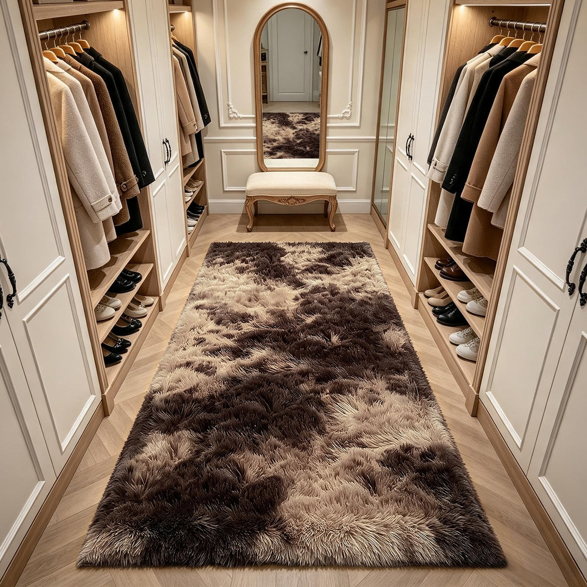 Beige 8x10 Area Rugs for Living Room, Fluffy Shag Rug Large Bedroom Carpet