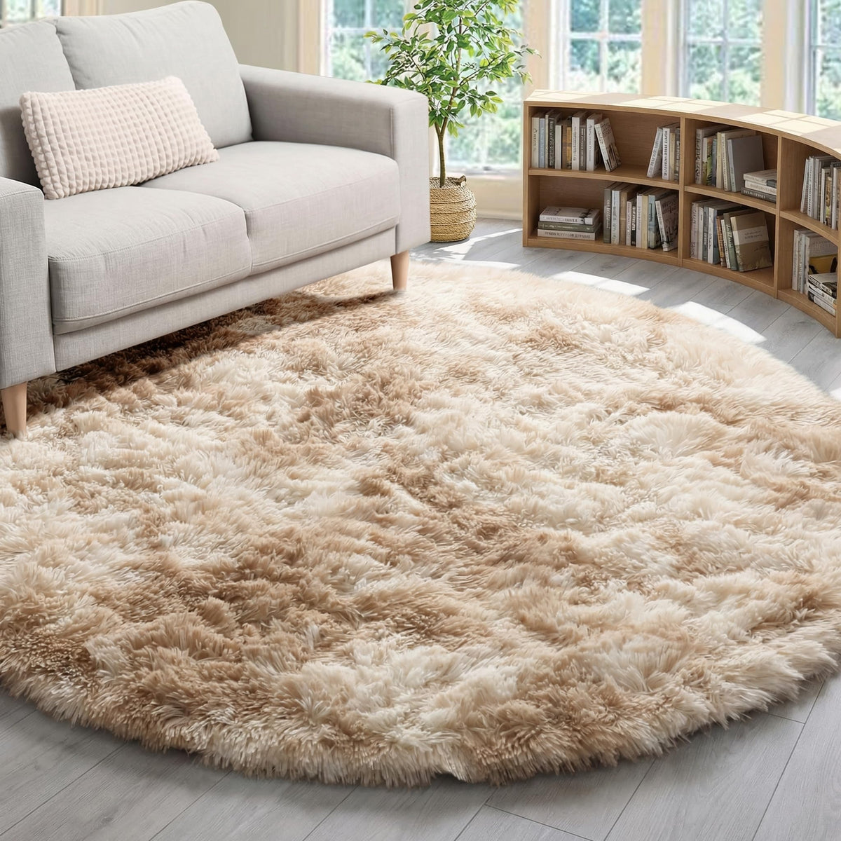 Runner Rugs for Bedroom Living Room, 2x6 Tie-Dyed Beige Hallway Area Rug