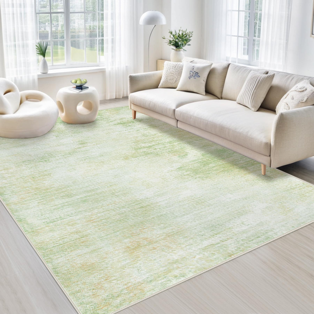 Area Rugs 8x10 Living Room: Washable Rug Modern Abstract Large Rugs Soft Non Slip Neutral Rug Stain Resistant Indoor Carpet for Bedroom Kitchen Dining Room Table Nursery Home Office Rugs(Beige,8'x10')