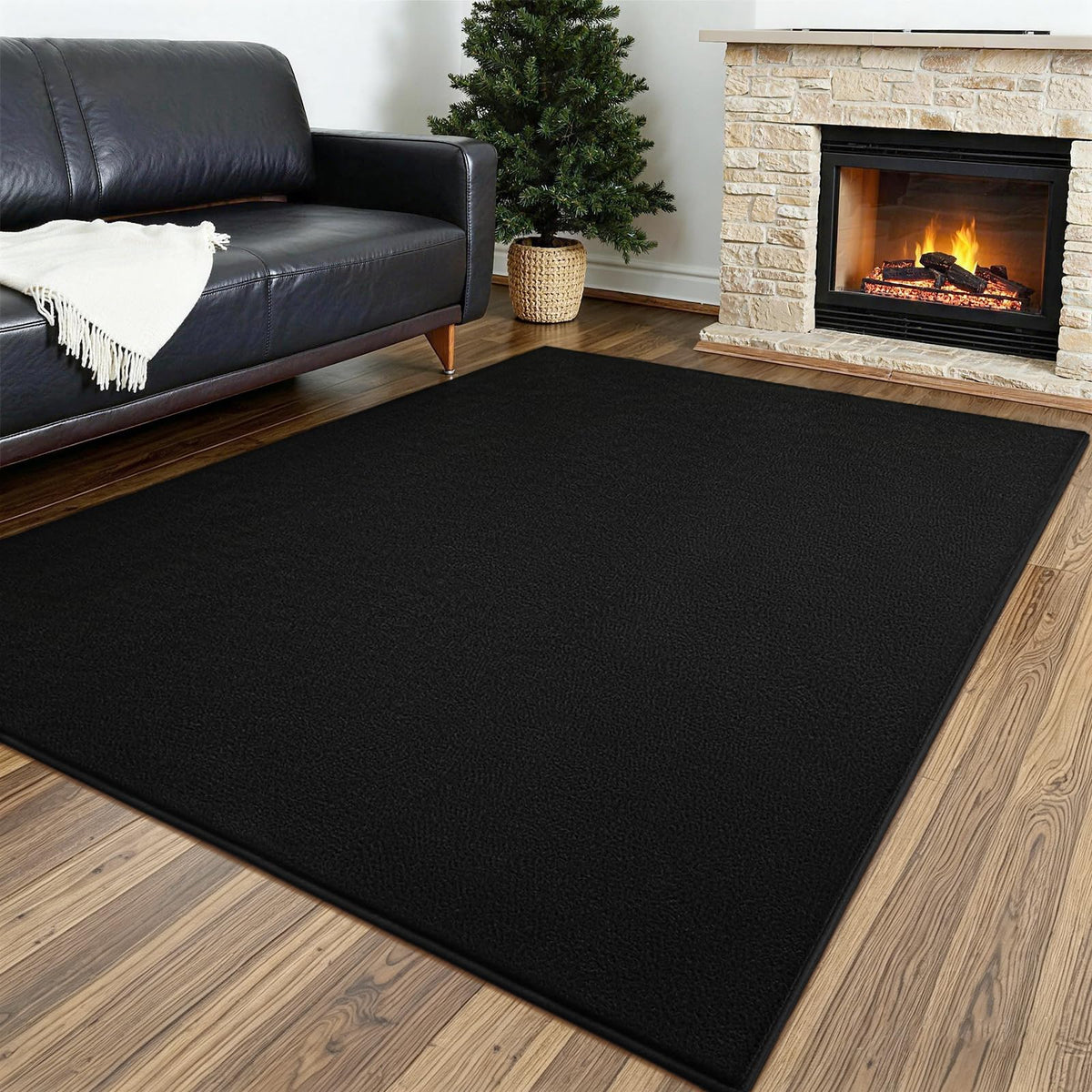 Vasofe Black Area Rugs for Living Room Bedroom, 4x6 Modern Memory Foam Rug
