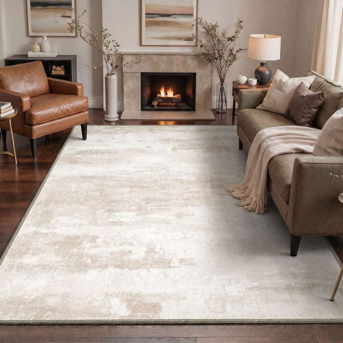 BEIMO 5x7 Green Abstract Area Rug, Washable Non-Slip for Bedroom