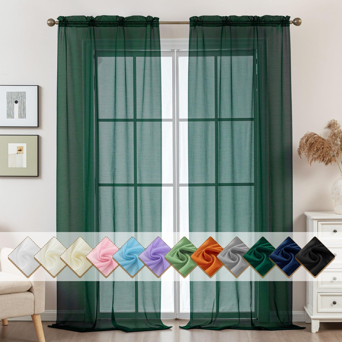 Natural Sheer Curtains 96 Inches Long Rod Pocket