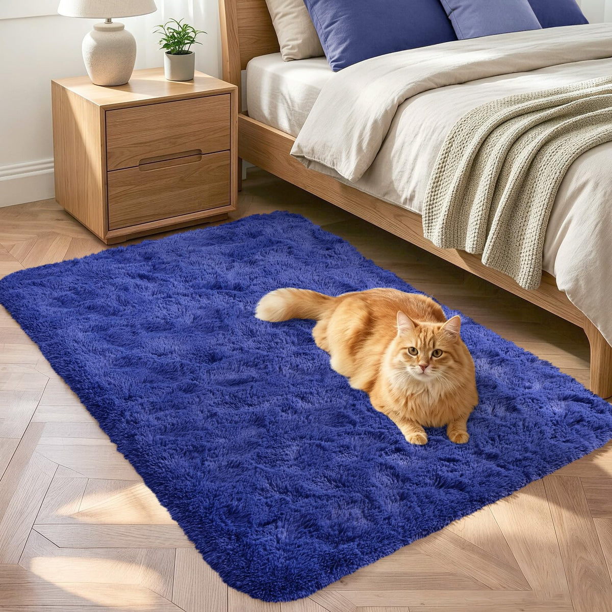 Noahas 2x6 Black Fluffy Soft Runner Rug Non-Slip for Bedroom Dorm Hallway