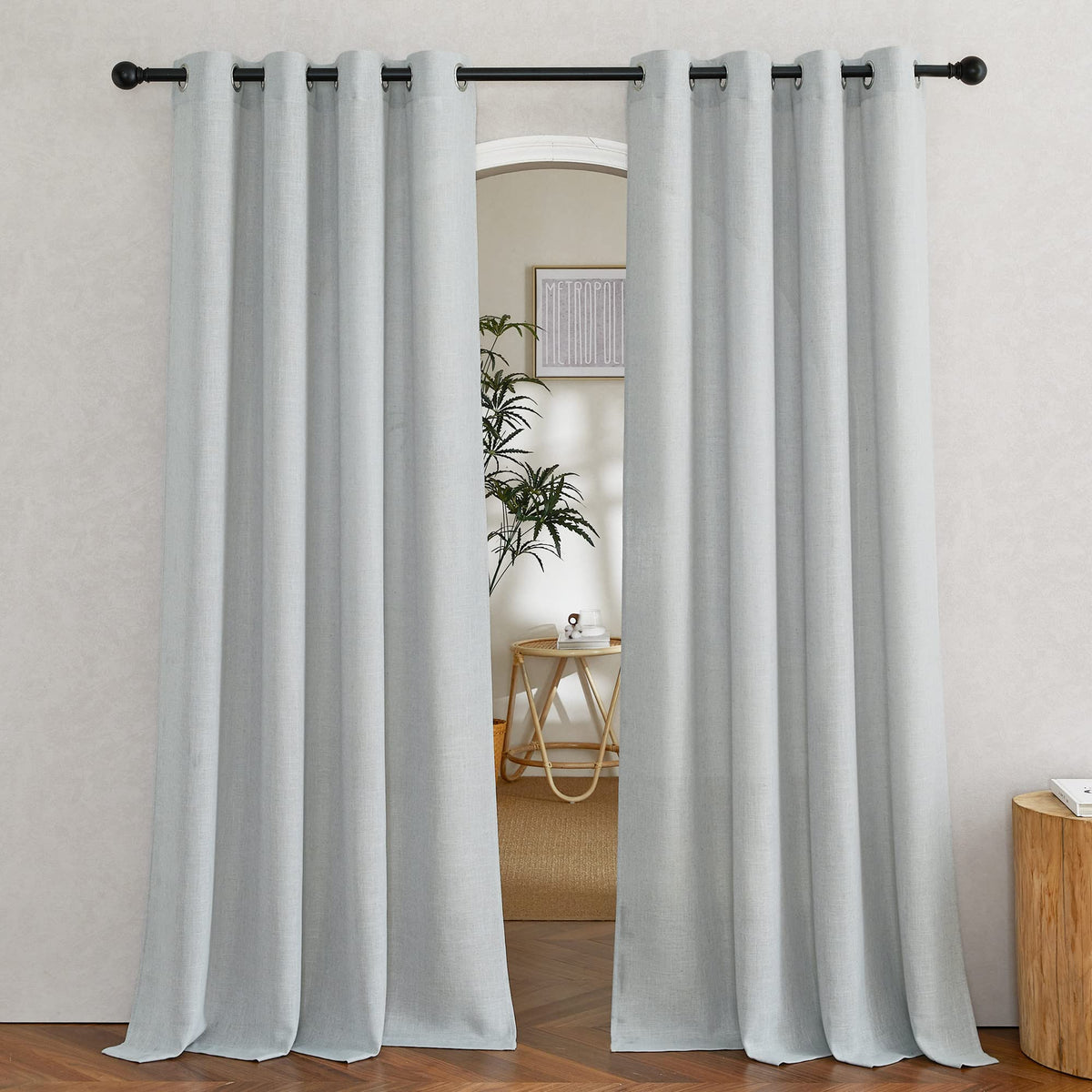 NICETOWN White Sheer Linen Curtains 84 Inch Length 2 Panels Set, W52xL84