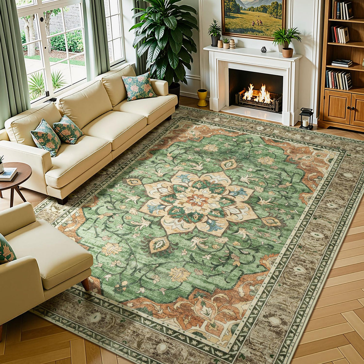 Lessymo 8 x 10 Area Rugs for Living Room, Machine Washable Rug Grey White