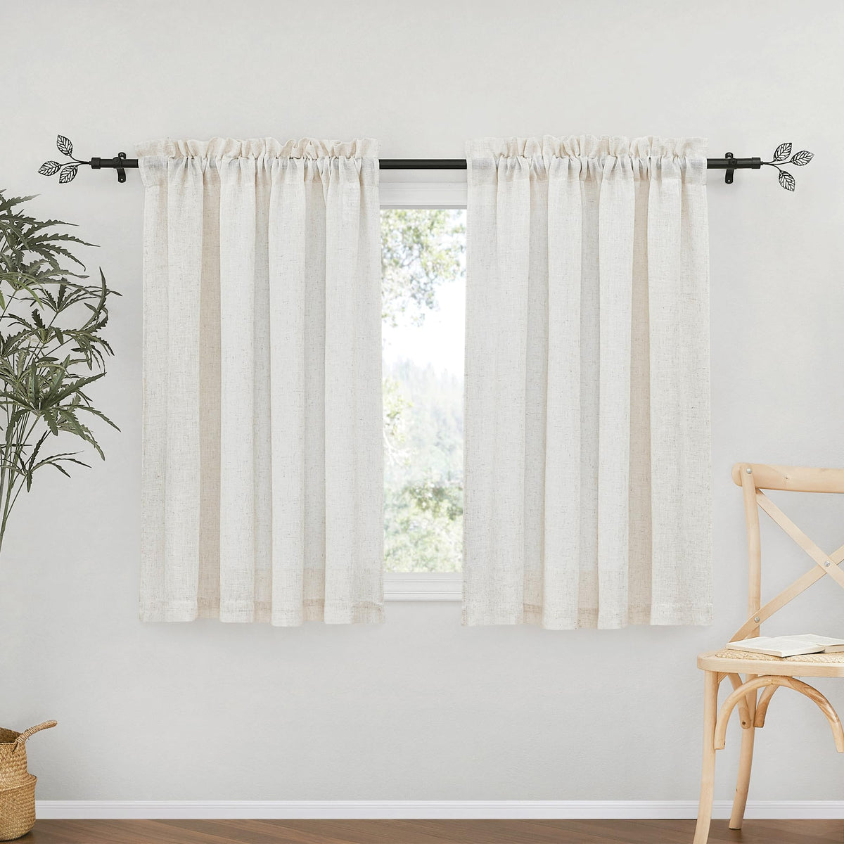 RYB HOME White Semi Sheer Curtains 84 inches Long for Living Room