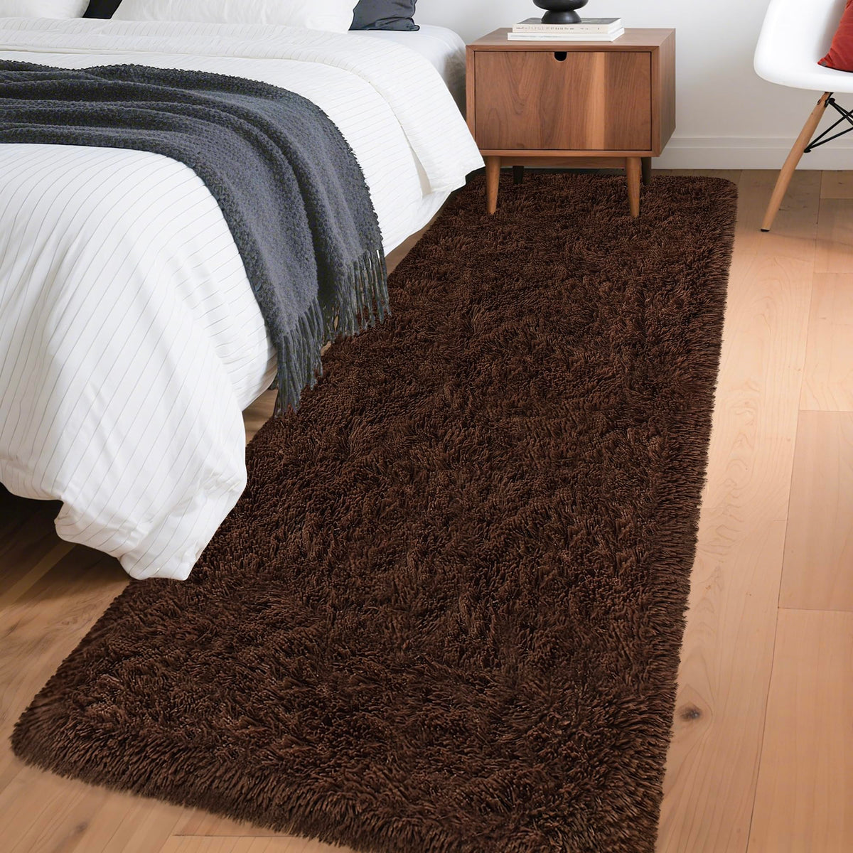 Tie-Dyed Runner Rug for Bedroom Black Grey 2x6ft Fluffy Area Rug Bedside Runner Rug for Kids Room Boys Teens Nursery Baby Living Room Dorm Home Decor Carpets