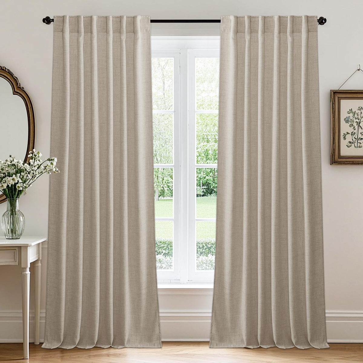 RYB HOME White Sheer Curtains for Living Room Patio Glass Door, W52 x L95