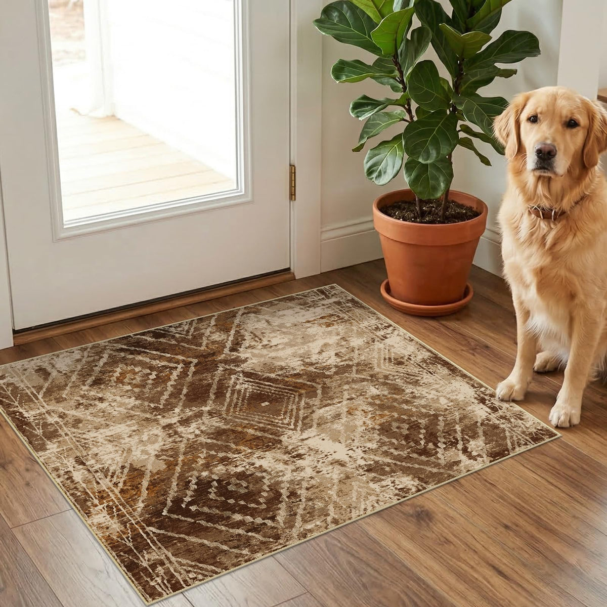 BESTSWEETIE 5'x7' Washable Area Rug for Living Room Bedroom Lightpink