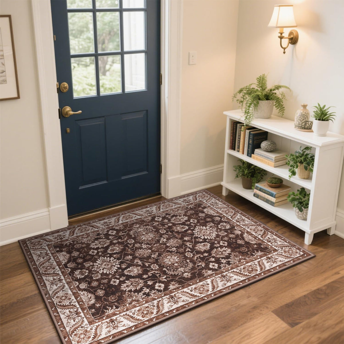 Hanples 5x7 Area Rugs for Living Room, Washable Rug Vintage Floral, Beige