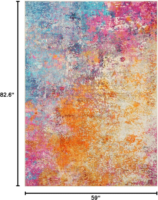 Lahome Modern Abstract Washable 5x7 Area Rugs for Living Room, Colorful Soft Bedroom Rug Low Pile Non Slip,Stain Resistance Dining Room Carpet for Nursery Office Entrance Home Office Decor