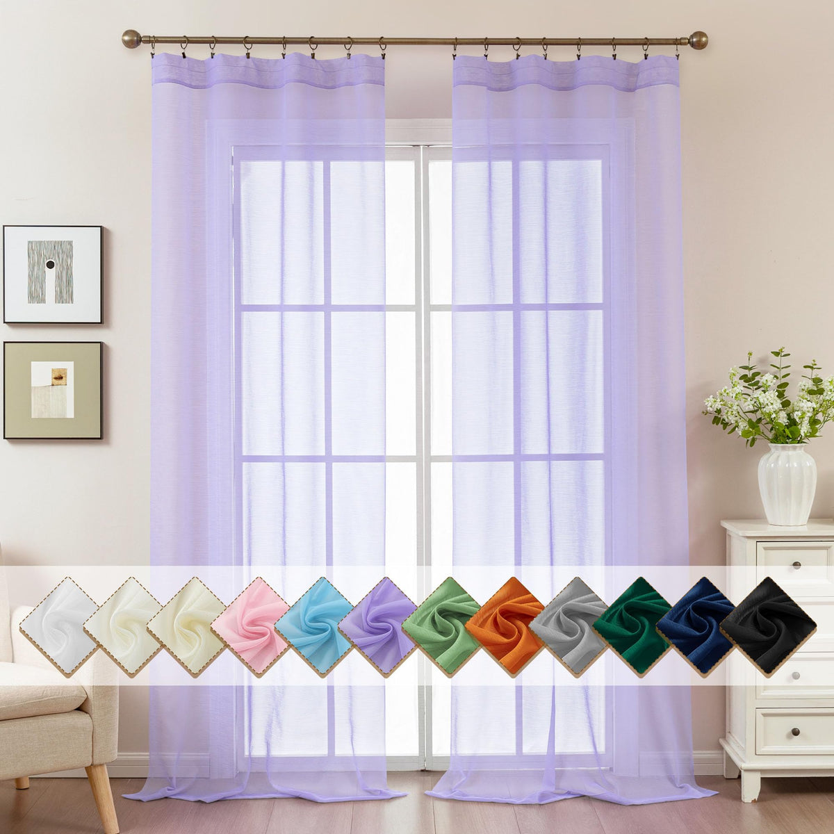 Natural Sheer Curtains 96 Inches Long Rod Pocket