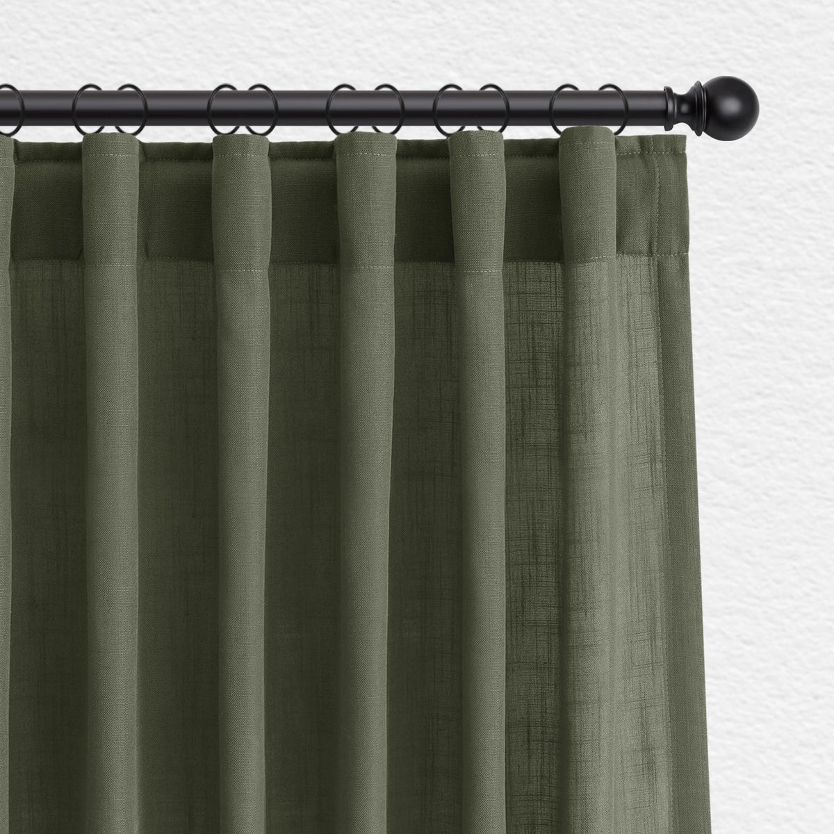 Jowels Natural Linen Curtains 84 Inches Long 2 Panels for Living Room
