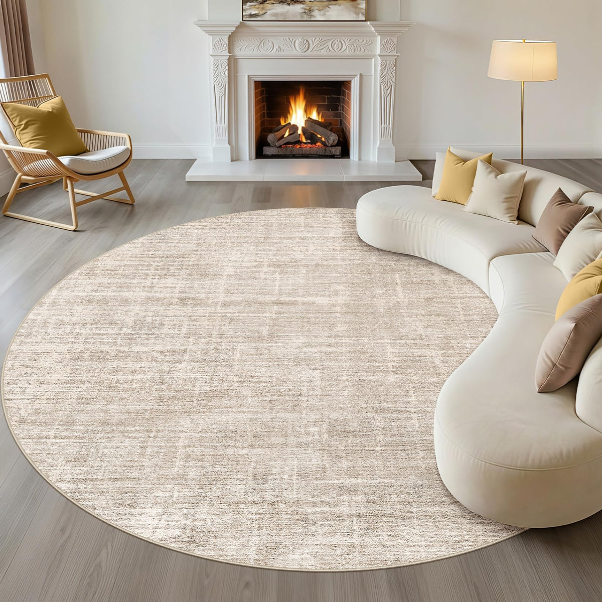LOONGRUG 8x10 Area Rugs Washable Neutral Modern Rug for Living Room Brown