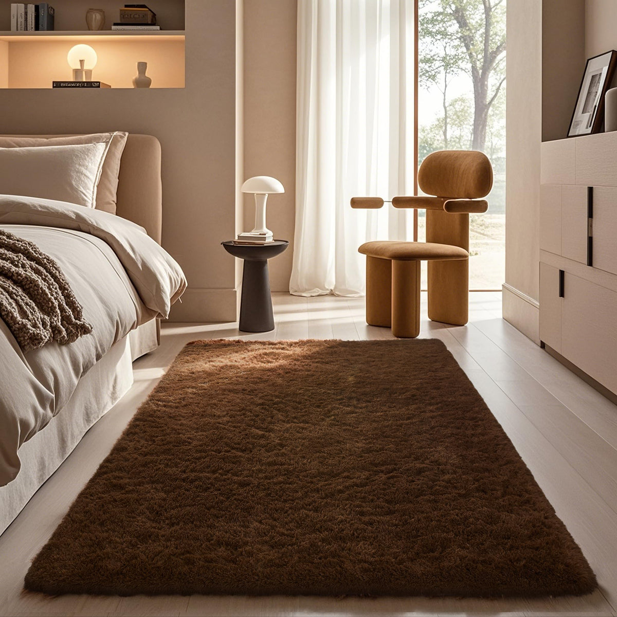 Ophanie 5x7 Area Rugs for Living Room Ivory, Fluffy Shag Large Fuzzy Plush Soft Rug, Shaggy Floor Big Carpets for Bedroom Nursery, Kids Home Decor Aesthetic with Over 99 pcs Pile fibers