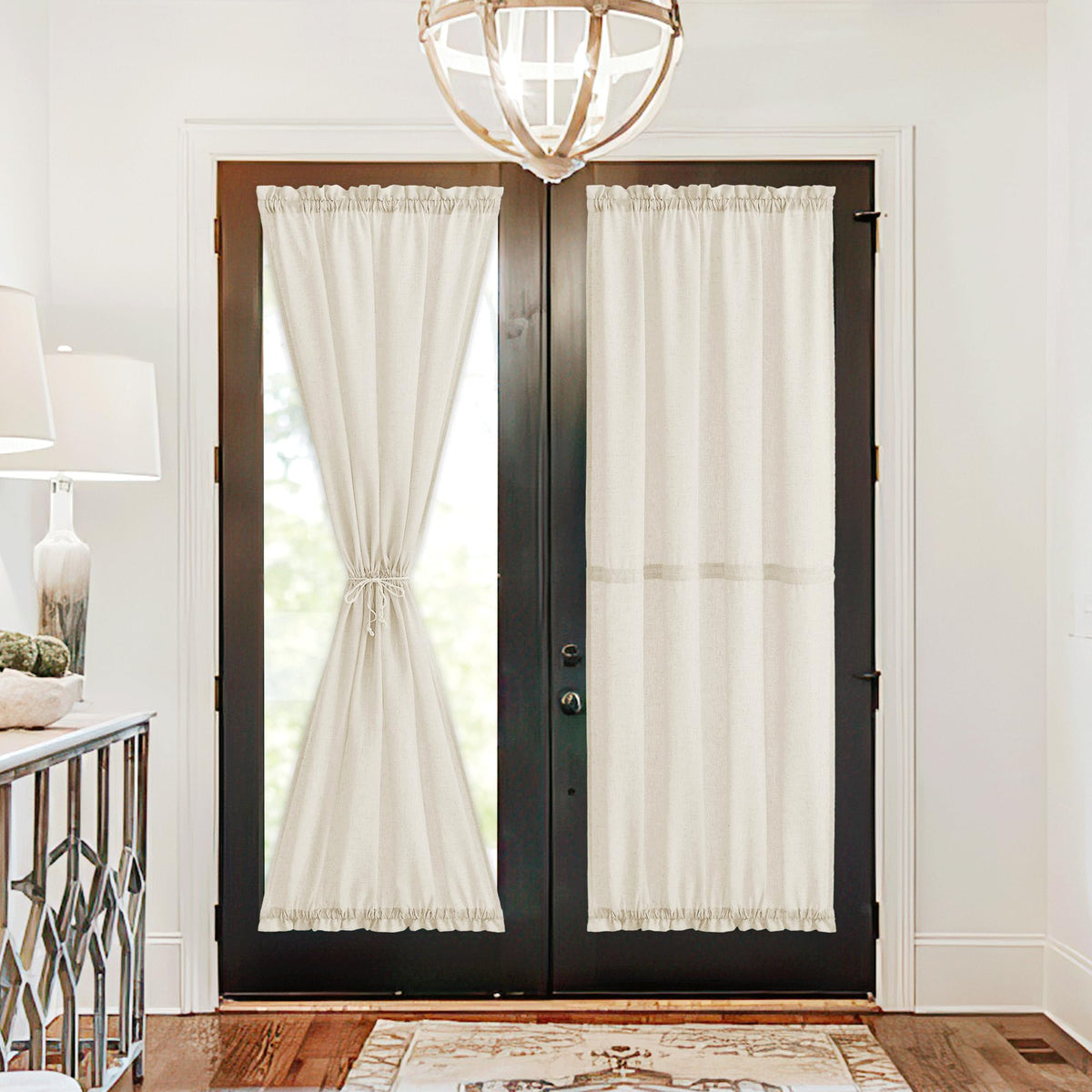 NICETOWN White 2 Panels French Door Curtains for Front Back Window Cover
