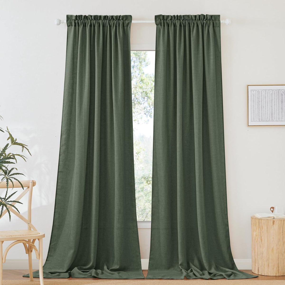 RYB HOME White Semi Sheer Curtains 84 inches Long for Living Room