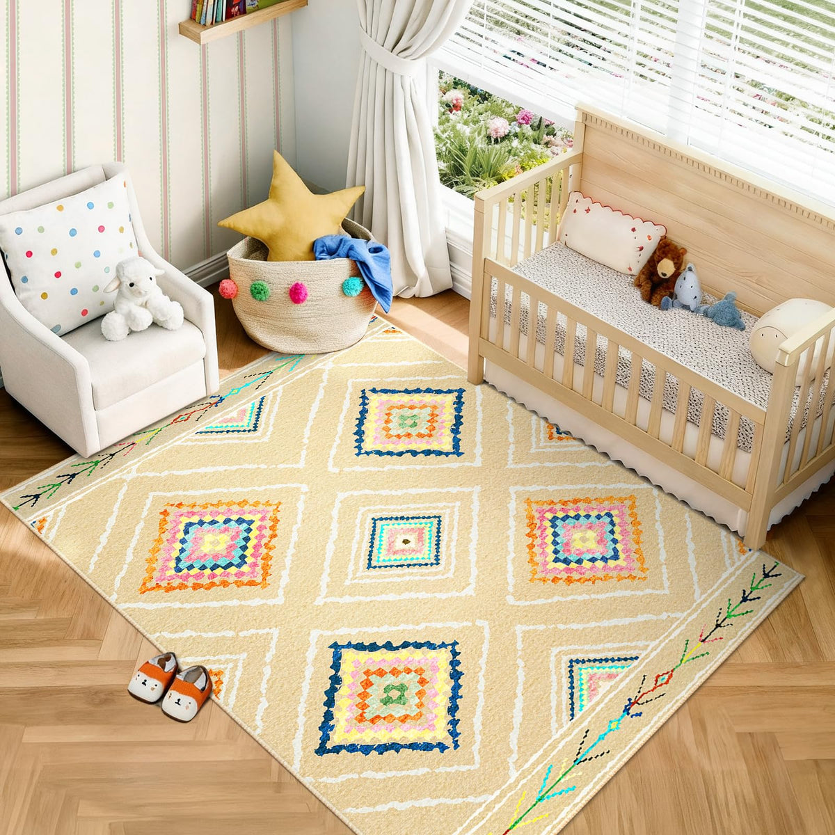 BESTSWEETIE 5'x7' Washable Area Rug for Living Room Bedroom Lightpink