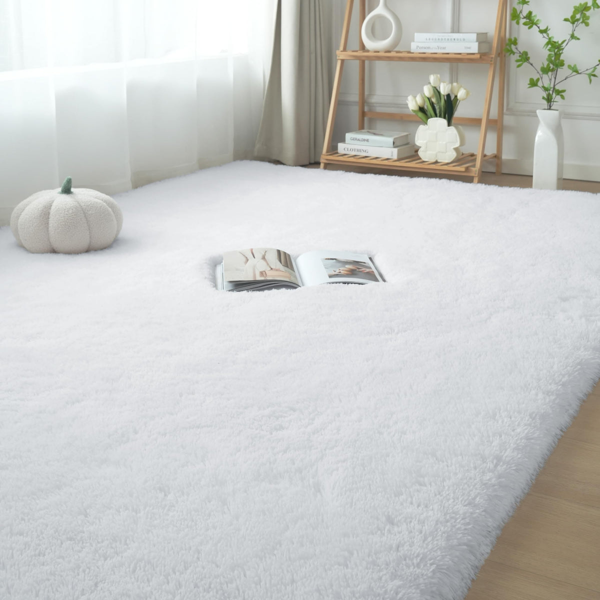 Fluffy Area Rug for Bedroom 5x7 Grey - Soft Shag Dorm Decor Carpet