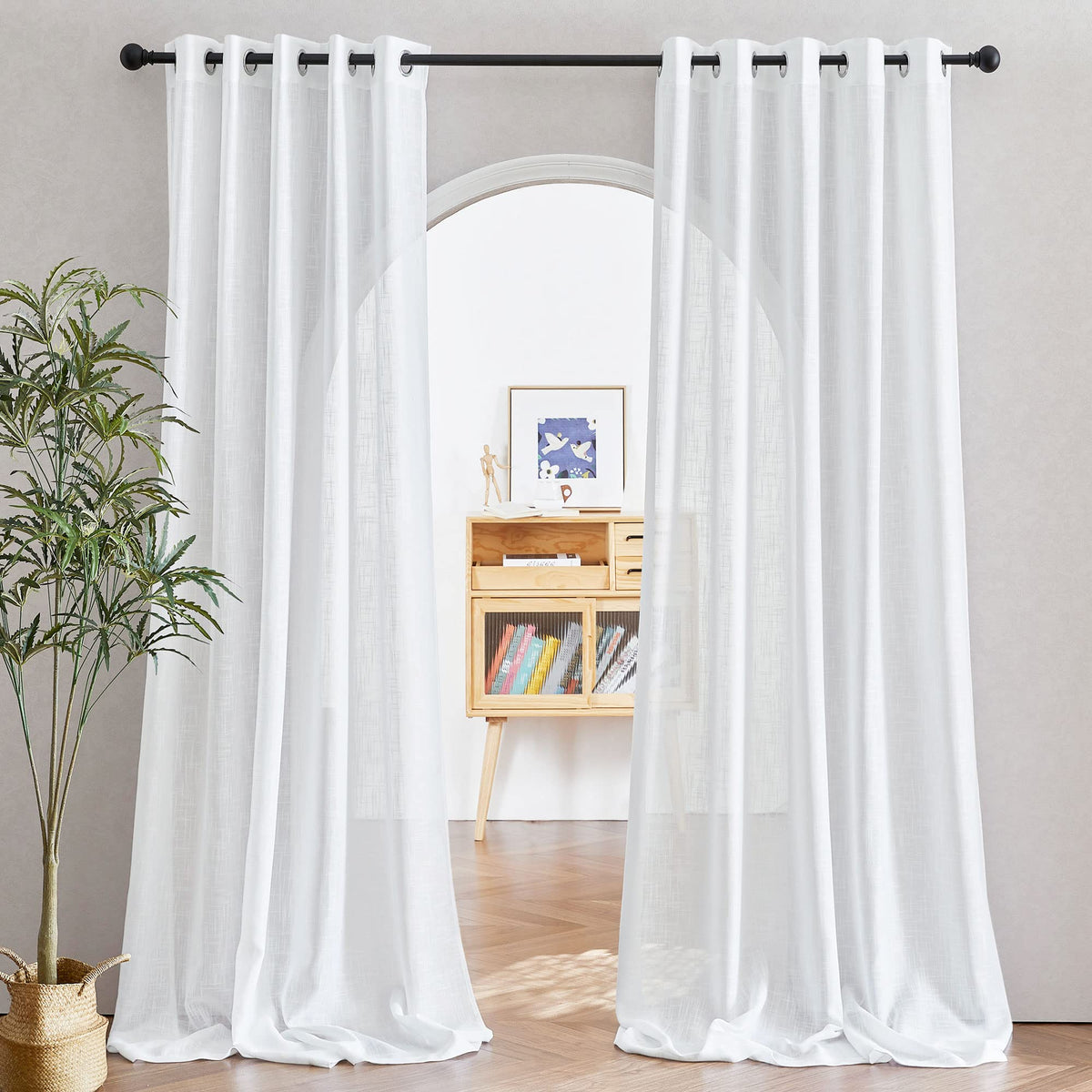 NICETOWN White Sheer Curtains for Windows 84 Inch Length, 52" W, 2 Panels