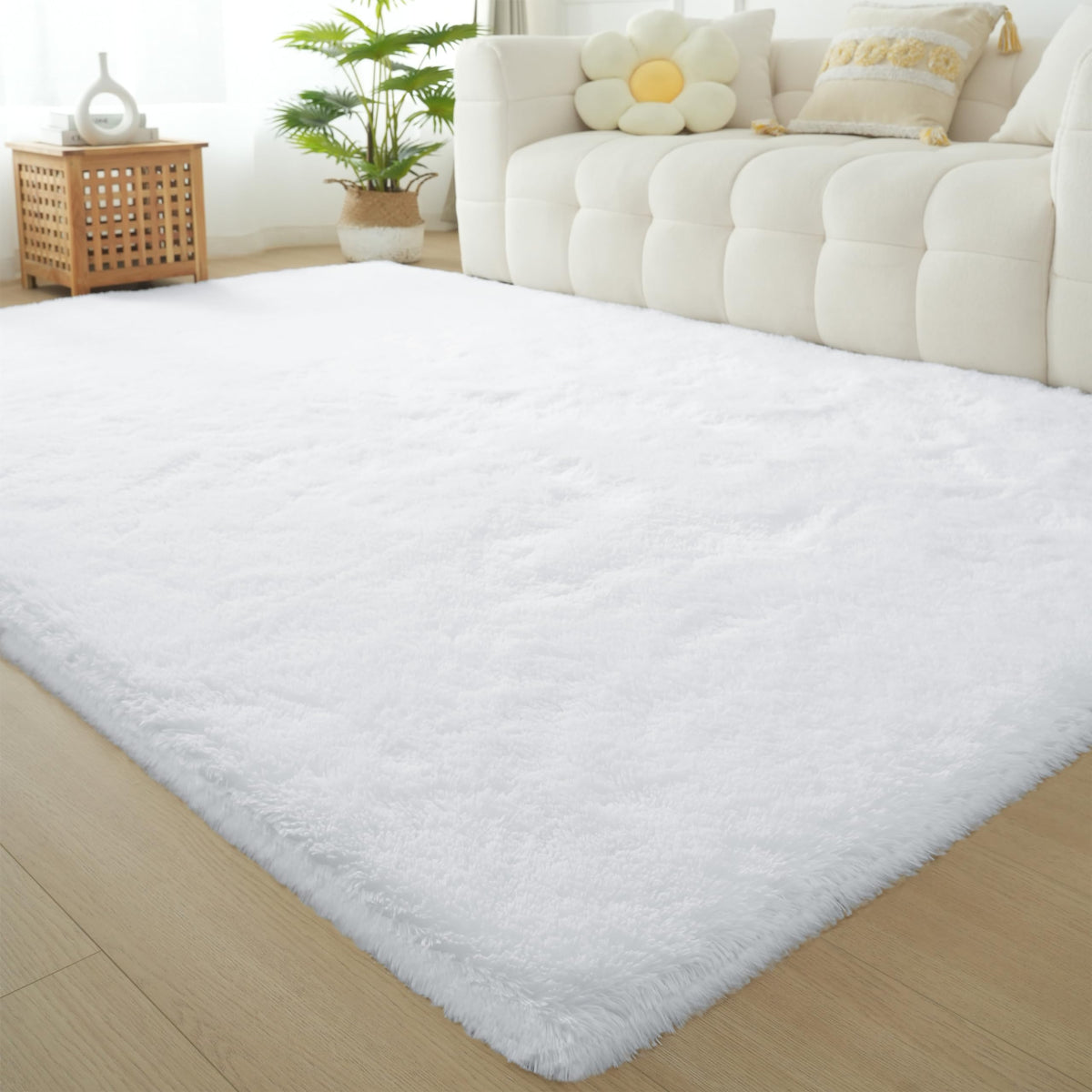 Fluffy Area Rug for Bedroom 5x7 Grey - Soft Shag Dorm Decor Carpet