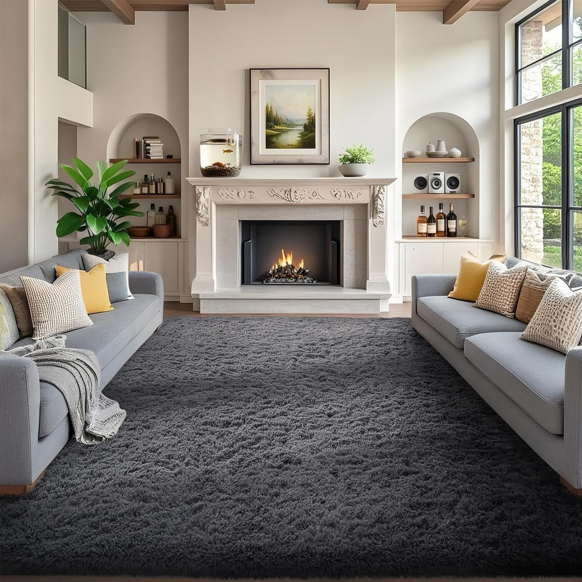 Ophanie 5x7 Area Rugs for Living Room Ivory, Fluffy Shag Large Fuzzy Plush Soft Rug, Shaggy Floor Big Carpets for Bedroom Nursery, Kids Home Decor Aesthetic with Over 99 pcs Pile fibers