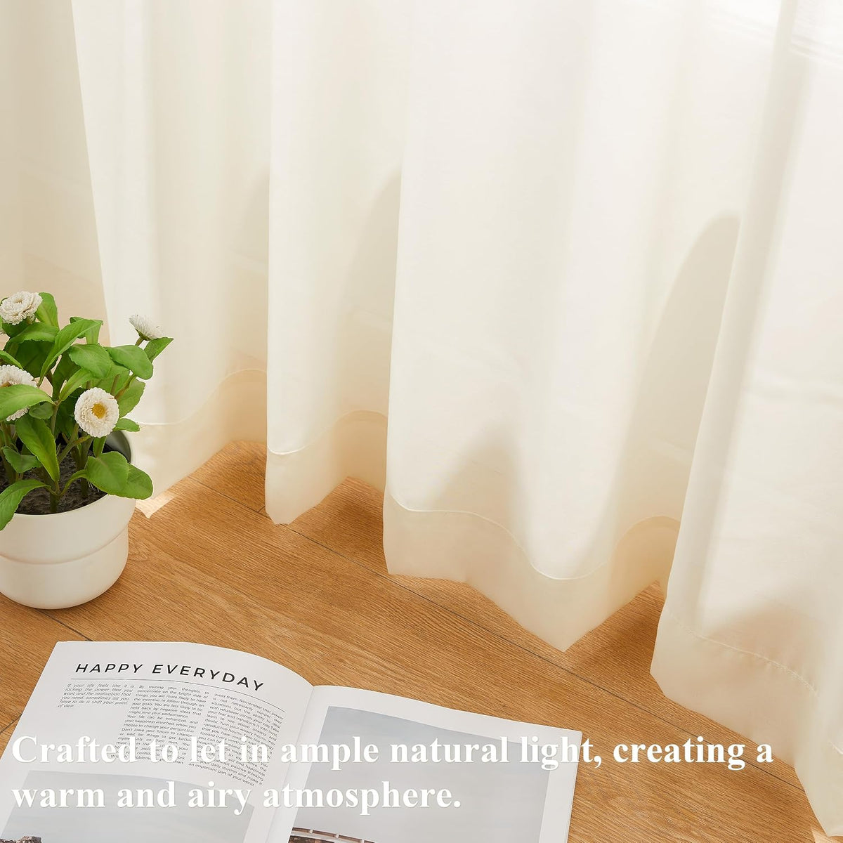 WEST LAKE Egret Ivory Pinch Pleated Sheer Curtains 102 Inches Long