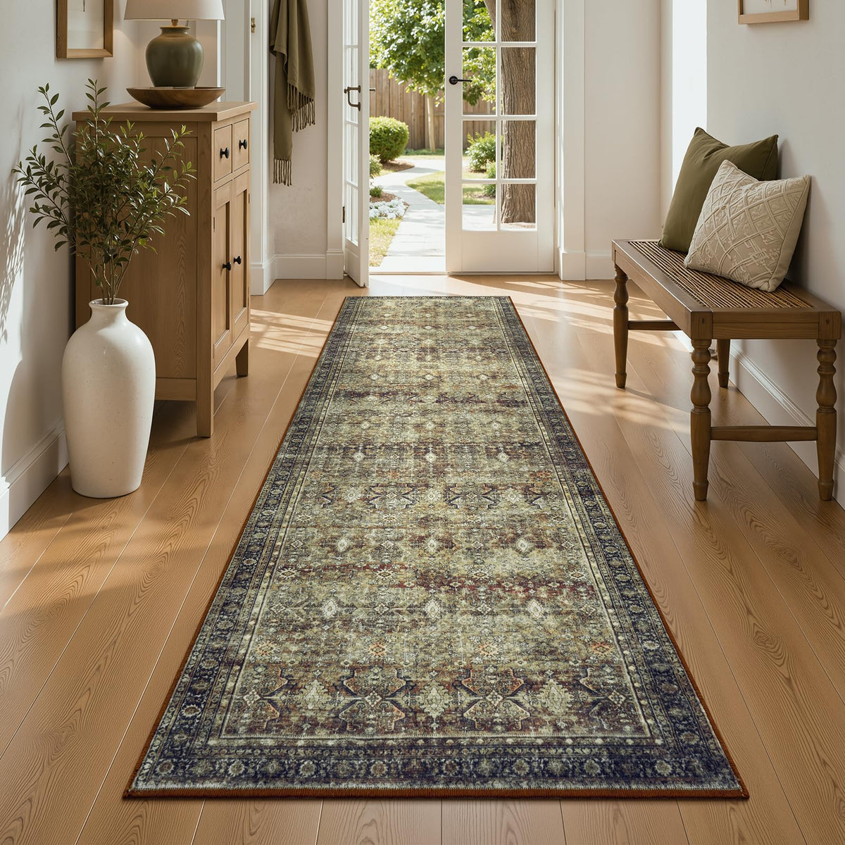 8x10 Area Rugs for Living Room Green Washable Non-Slip Large Carpet