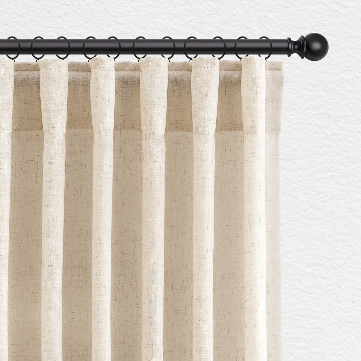 Jowels Natural Linen Curtains 84 Inches Long 2 Panels for Living Room