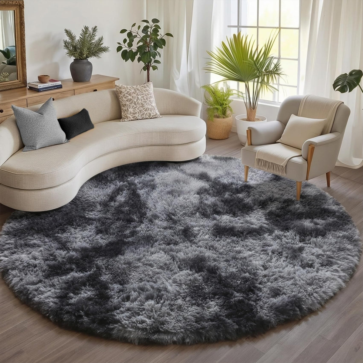 Runner Rugs for Bedroom Living Room, 2x6 Tie-Dyed Beige Hallway Area Rug