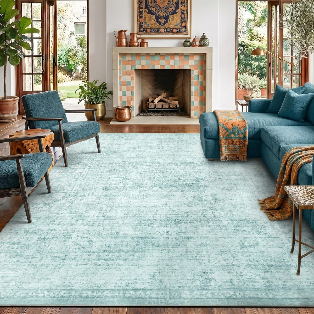 Homemate Washable Rug 9x12 Area Rugs - Vintage Rugs for Living Room