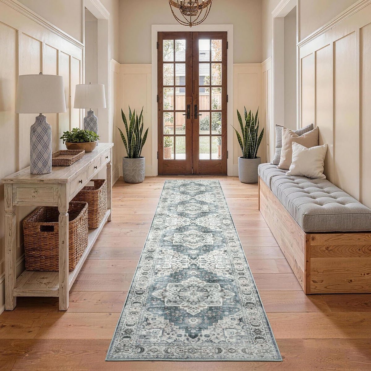 Lessymo 8 x 10 Area Rugs for Living Room, Machine Washable Rug Grey White
