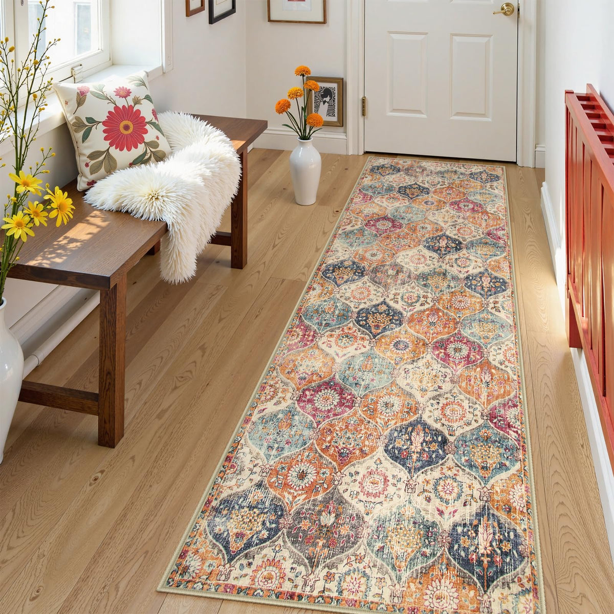 Lahome Moroccan Washable Small Area Rug, 3x5 Rug for Bedroom Living Room