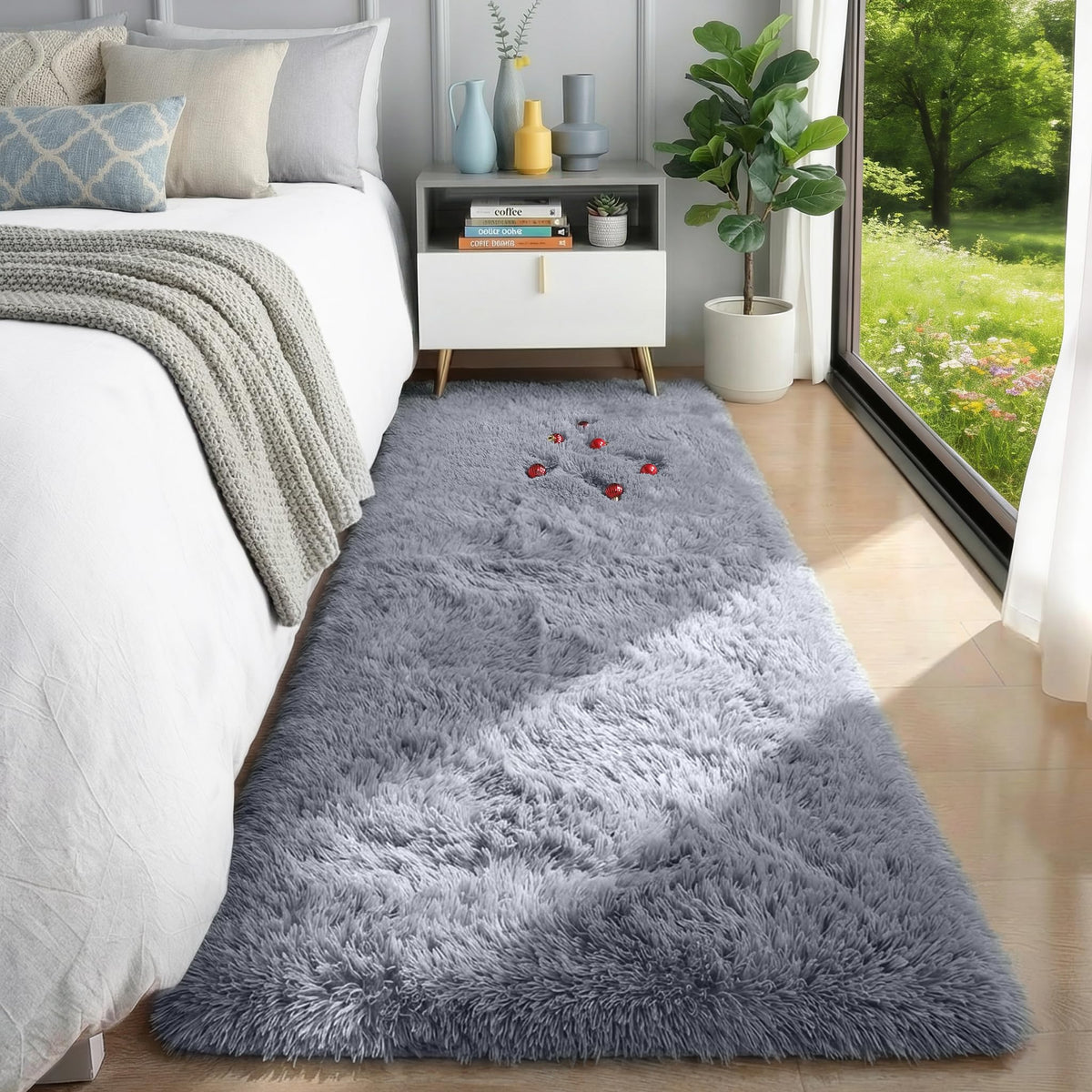 Rainbow Area Rugs for Girls Bedroom Fluffy Soft Vibrant Rugs Kids Playroom