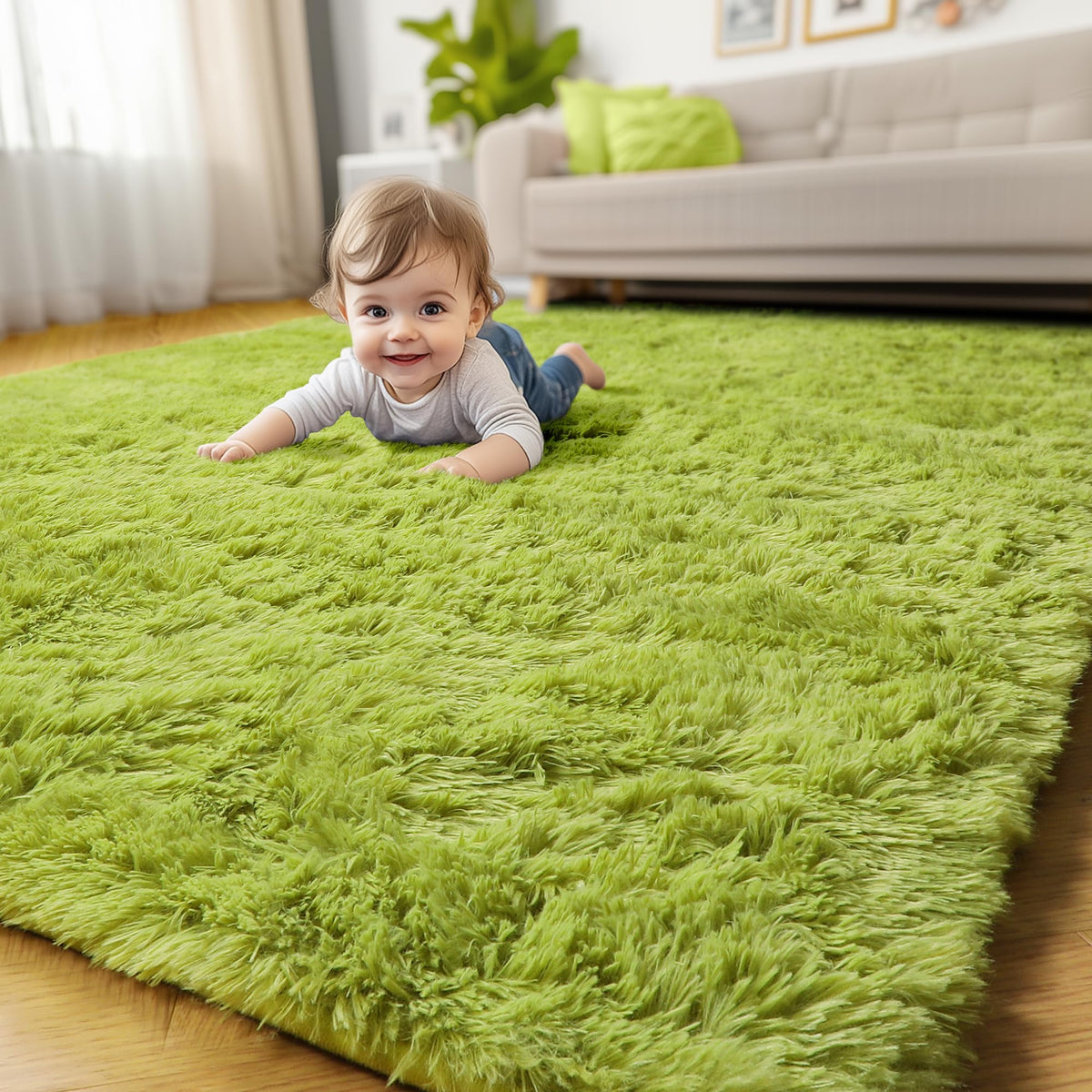 Amdrebio Light Pink Fluffy Fuzzy Area Rug 4x6 for Girls Bedroom Kids Room
