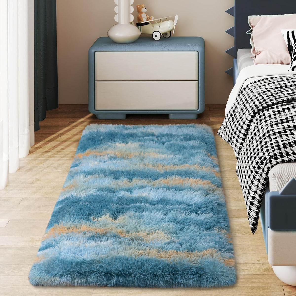 Soft Runner Rugs for Bedroom Hallway 2x6 Beige Fluffy Shag Washable