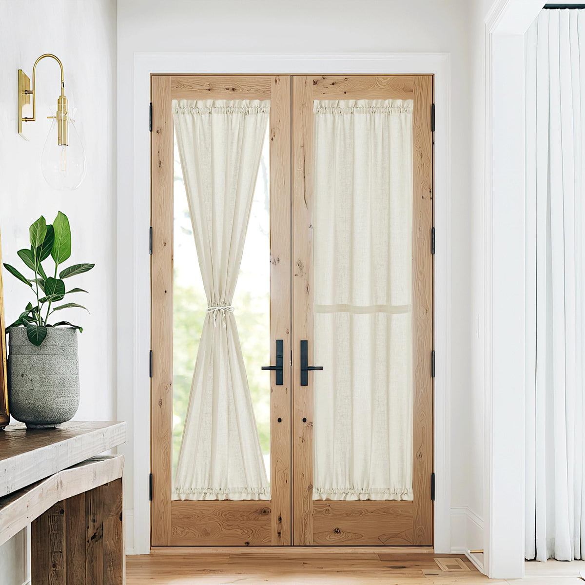 NICETOWN White 2 Panels French Door Curtains for Front Back Window Cover